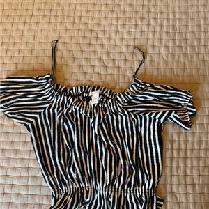 H&M Black and White Striped Crop Top